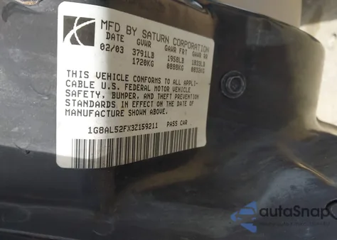 2003 Saturn Ion 3 из США, поврежденный, VIN 1G8AL52FX3Z159211